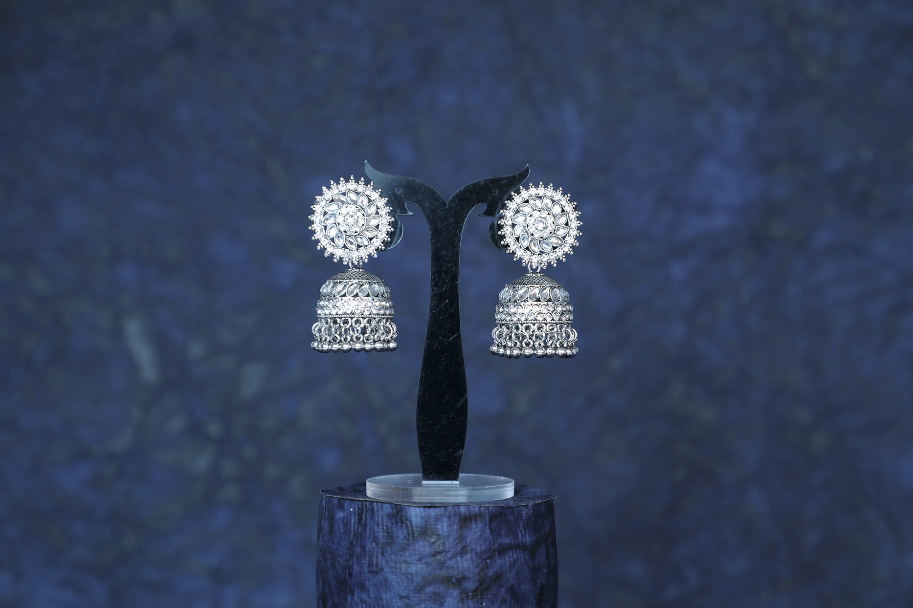 German Silver Peacock Design Long Jhumka Earrings – Shasmis